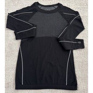 Cuddl Duds Womens Shirt Body Base Seamless Long Sleeve Size Small Black